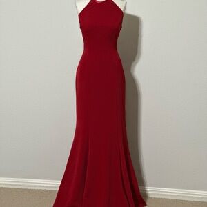 A.B.S. Formal Evening Gown Elegant Red Floor Length Halter Neck Prom Women’s  S